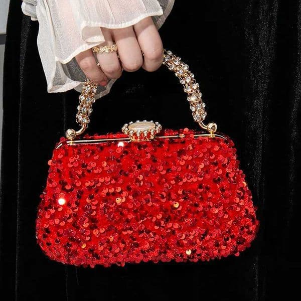 Women Shiny Sequins Evening Handbag Crystal Diamond Clutches Purse with Rhinestone Top Handle Lady Shoulder Messenger Bag Z250815