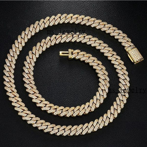 S925 Luxury Fine Jewelry Vvs Diamond 15mm Wide 20 Cuban Link Chain Moissanite Chain Necklace