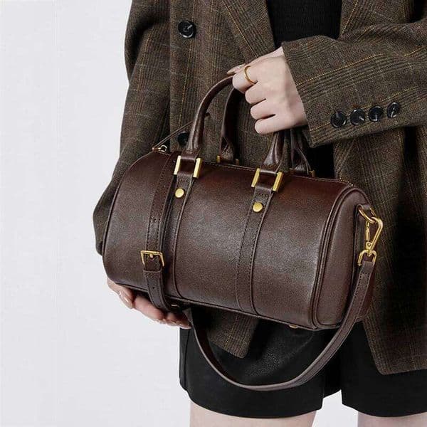 Burminsa Genuine Leather Boston Small Shoulder Crossbody Bags For Women 2025 Trend Designer Top Handle Pillow Ladies Handbags 250815