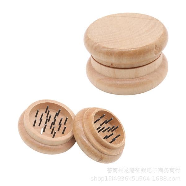 Smoking Pipes Two layer wooden needle tooth grinder new 55mm wood color grinder smoking accessories wholesale