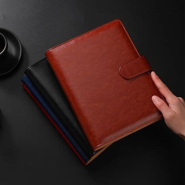 y retro leather notebook A5 cover with pen holder buckle loose leaf diary office travel manual sketchbook 250814