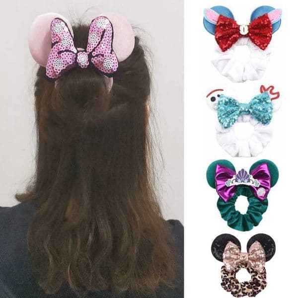 2025 Ears Velvet Hair Scrunchies For Girls Women Sequins 4 Bow Elastic Hairband DIY Hair Accessories Z250815