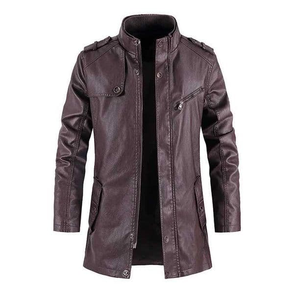 Coat Long Outwear Fashion Warm Casual Vintage Clothing Men Biker Jackets New Mens Long Slim Thick Fleece Winter Leather Jacket W250815
