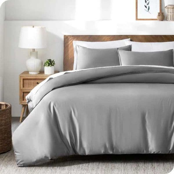 3pcs Lyocell Bamboo Fiber Duvet Cover Set Luxury Solid Summer Silky Cooling Bedding Set (no Sheet) Single Quilt Cover with Cases W250815