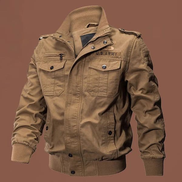 Pure cotton coat men spring and autumn stand collar jacket casual allmatch pure military shirt cargo trend 250814