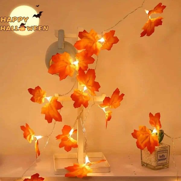 1pc 10/20/30/40 LED Double Red Maple Leaf String Lights Fall Fairy Lamp Battery Powered For Home Bedroom Indoor Table Decoration Z250816