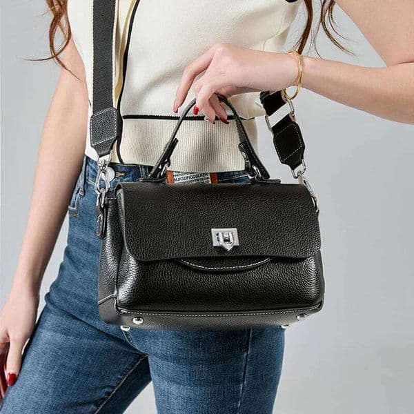 2024 New Women's Genuine Leather Handbag Head Layer Cowhide Multi Compartment Pocket Crossbody Stylish Shoulder Bag