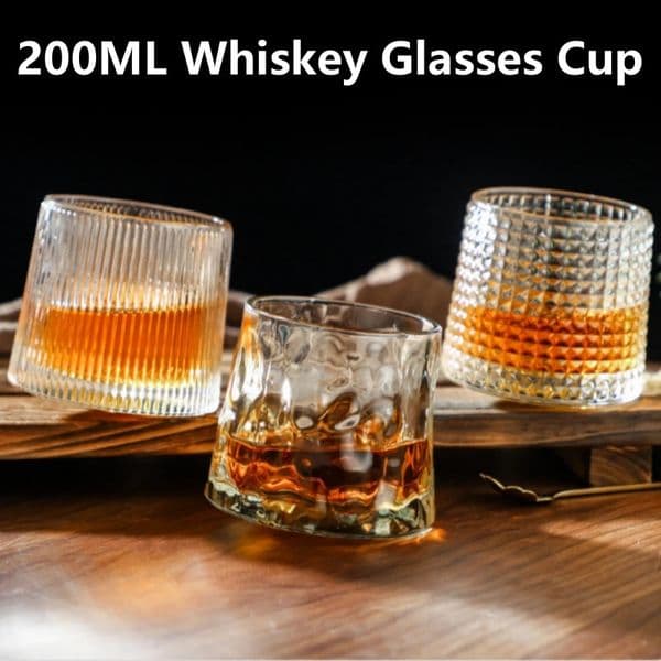 200ML Creative Whiskey Glasses Durable Spinning Glassware Cocktails Wine y Cup Water Juice Mug Party Drinking Glass Tumbler 250815