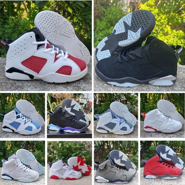 kids shoes 6 6s mid High basketball shoes UNC toe Patent Bred Lost and found Sneakers university blue fierce pink Valentine's Day Lucky Green Black trainers