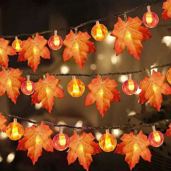 Halloween LED Pumpkin Maple Leaf Fairy Light Battery-Powered String Lights for Garden Bedroom Party Christmas Tree Decoration Z250816