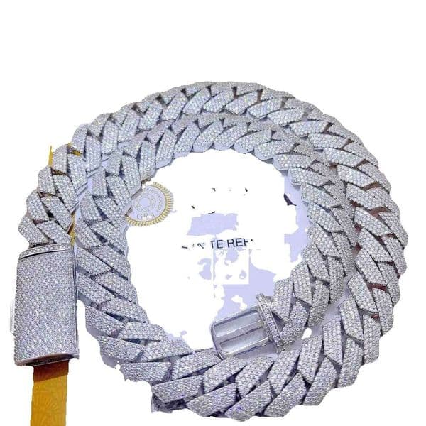 Lanjia Iced Out Pass Dia Tester Sterling Sier Necklace Vvs Moissanite Cuban Link Chain F