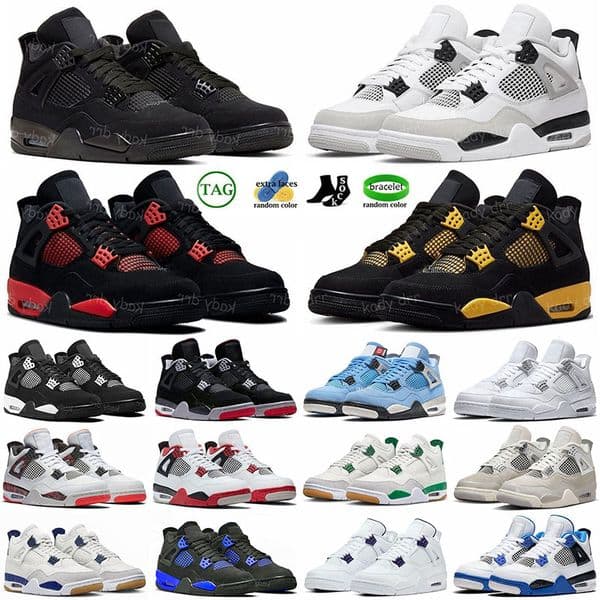 Free Shipping 4 4S Basketball Shoes Men Women Sport Red Cement Military Black Cat Bred Sail Olive White Oreo Cool Grey Yellow Thunder Trainers Sneakers