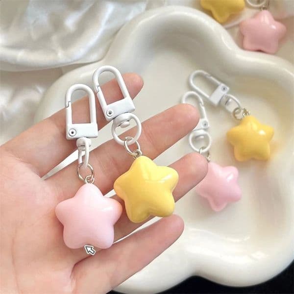 Cute Stars Keychain Pendant Keyring for Girls Backpack Charm Five-pointed Star Key Ring Headphone Case Accessorie Creative Gifts 250815