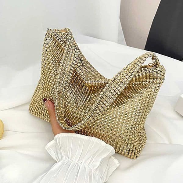 Glitter Evening Dinner Clutch Bag Women Lady Stylish Evening Bag Rhinestone Large Capacity Underarm Bag Everyday Shoulder Bag W250816