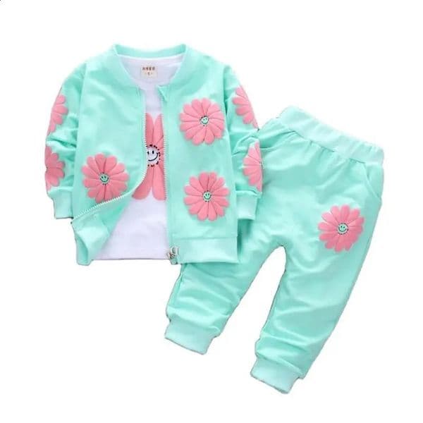 Real Roupas Infantis Childrens Garment Spring And Autumn Girl Pure Cotton Printing Three-piece Child Suit 0-4y 250815