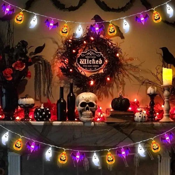 1pc Halloween 3D Pumpkin Bat Gost String Lights Battery Operated 10/20/30 LED Fairy Light For Home Indoor Outdoor Festival Decor Z250816