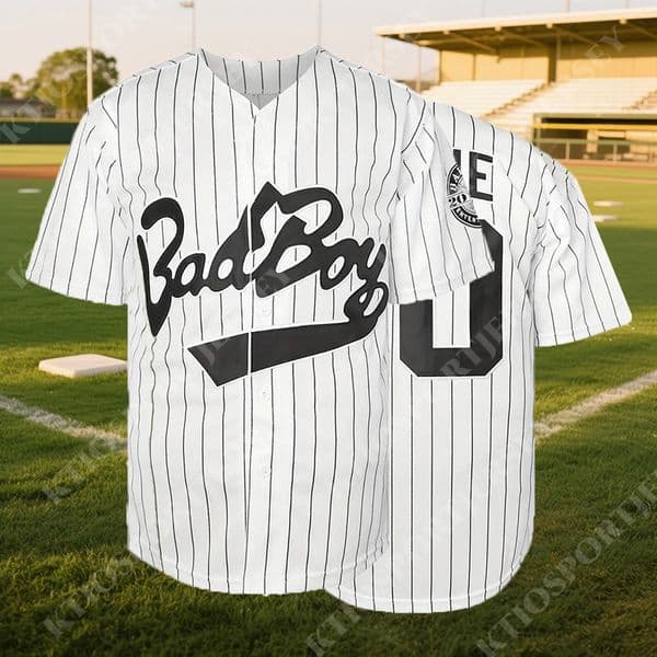 Men's 2025 Bad boy #10/White stripes button V-neck Embroidered Short Sleeve Letter Baseball Jacket Casual Competition Training Universal