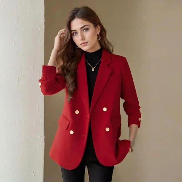 Blazer Clothing Autumn Winter Jacket Button Office Ladies Coat n Long Sleeve Outerwear Suits 250805