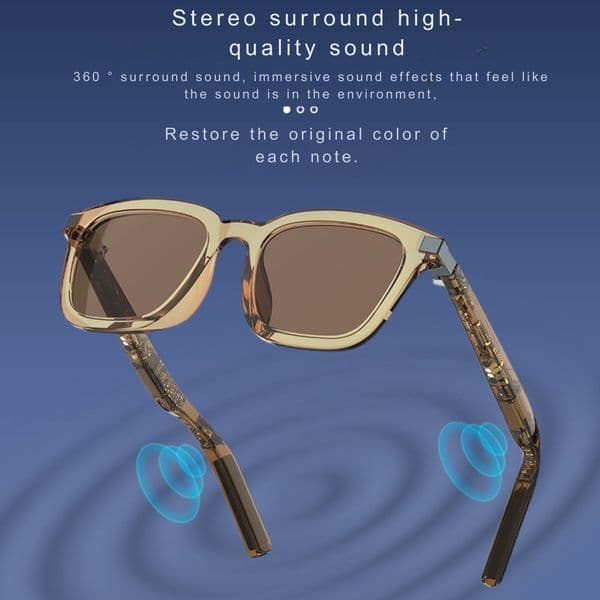 GY06 Bluetooth-enabled smart glasses for phone call reception and dispatch, AI-powered, with music playback, photo taking capabilities and voice control.