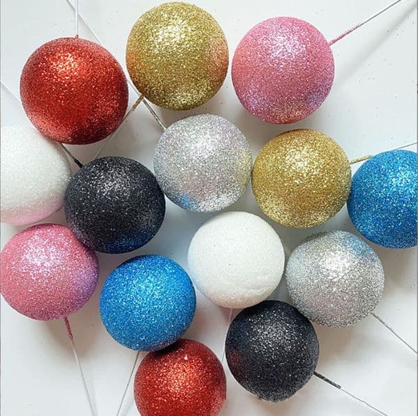 Powder Foam Colorful Glitter Gold Sier Ball Birthday Cake Decoration Ornament