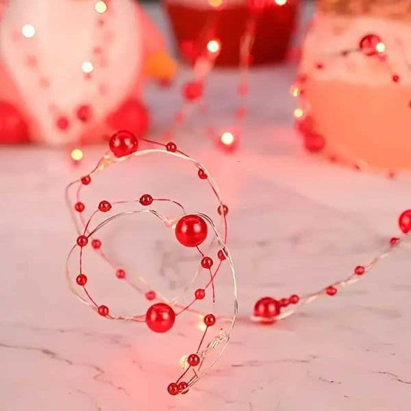 1pc Pearl Decorative String Lights 20/50 LED Battery Operated Copper Wire Fairy Lights For Home Bedroom Wedding Festival Decor Z250816