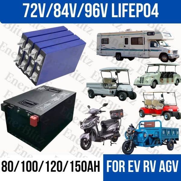 EB LIFEPO4 battery 72V 84V 96V 100AH 110AH 120AH 125AH 130AH iron phosphate battery pack with BMS for EV RV AGV Golf Cart