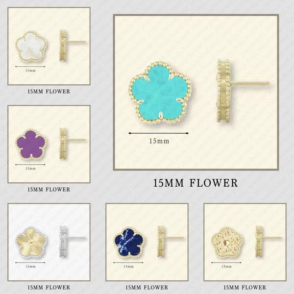 vintage 18k gold plated 15mm clover fashion flower earrings for women luxury party jewelry