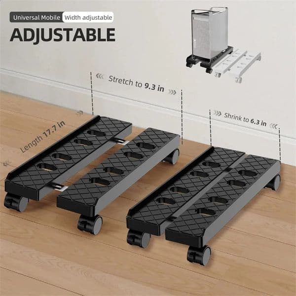 Mobile PC Tower Stand Adjustable Shelf Computer CPU Holder Telescopic Desktop Stand Computer Bracket Cart With Rolling Caster 250813