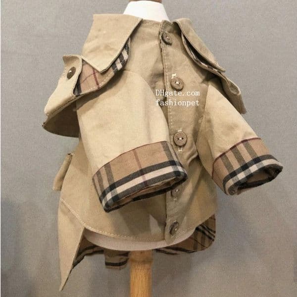 Luxury Dog Clothes Fashion Lapel Striped Grid Puppy Windbreaker Coats, British Style Lightweight Dog Jacket for Westie Maltese Poodle Yorkshire Terrier S Y374