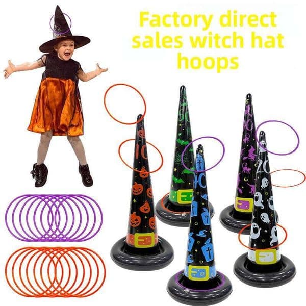 Ghost Festival PVC Toy Prank Game Prop Halloween Iatable Witch Hat Throwing Ring