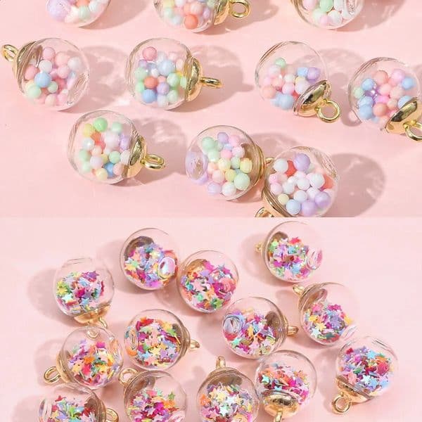 20pcs Colorful Sequins Star Sequins Round Ball Glass Ball Pendant DIY Handmade Ear Studs Earrings Ear Jewelry Material Pack 250812