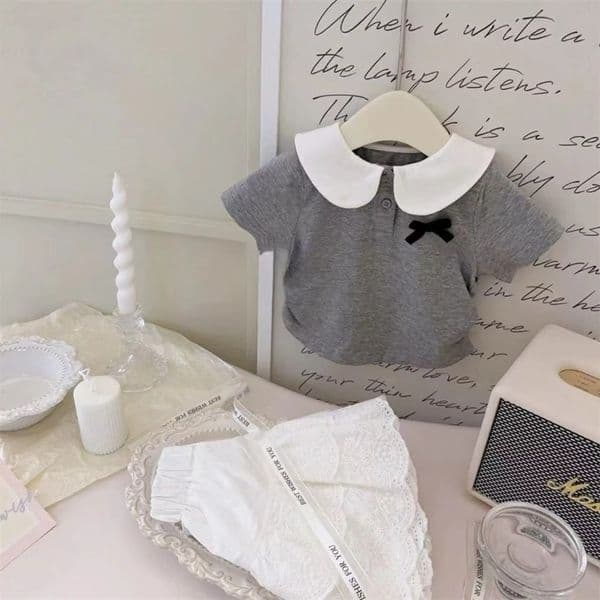 Children's Clothing Sets Bow Short Sleeve Top + Cake Skirt 2pcs Sets Baby Girl Outfit Set Kids Clothes Girls Toddler Clothes