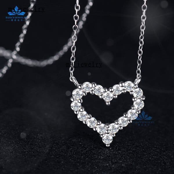 Best-Selling 2mm Moissanite Love Heart Pendant 925 Sterling Silver Necklace Rhodium Gold Plating Trendy Wedding Parties Gifts