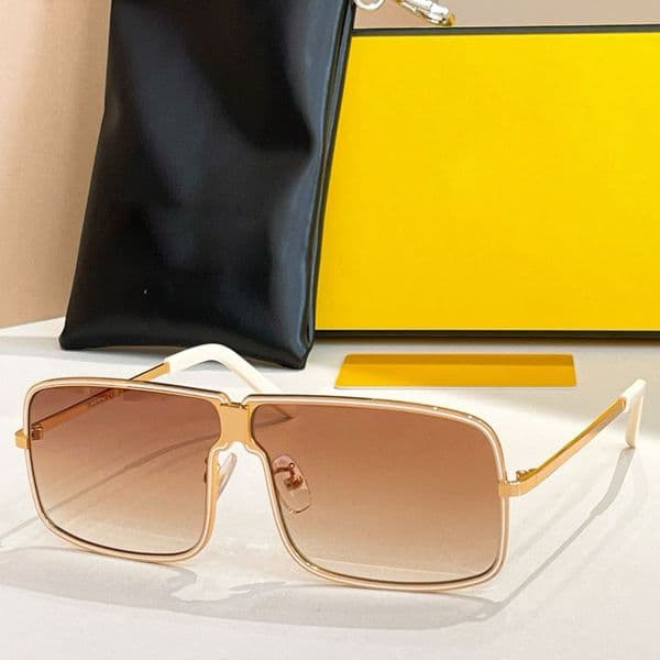 Bronze metal sunglasses Luxury Womens Designer Sunglasses FE40195U orange lenses rectangular mask-shaped eyeglasses high quality UV400 Protection