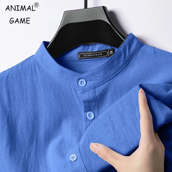 Linen Cotton Shirts for Men Lightweight Long Sleeve Henley Streetwear Beach Breathable Shirt Hawaiian Large T 250801BJ