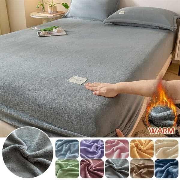 Sheet Velvet Plush Fabric Fitted Sheet Soft Elastic Bedspread Solid Color Mattress Cover Bed Protector For Home 150/160/180x200x25cm 250818