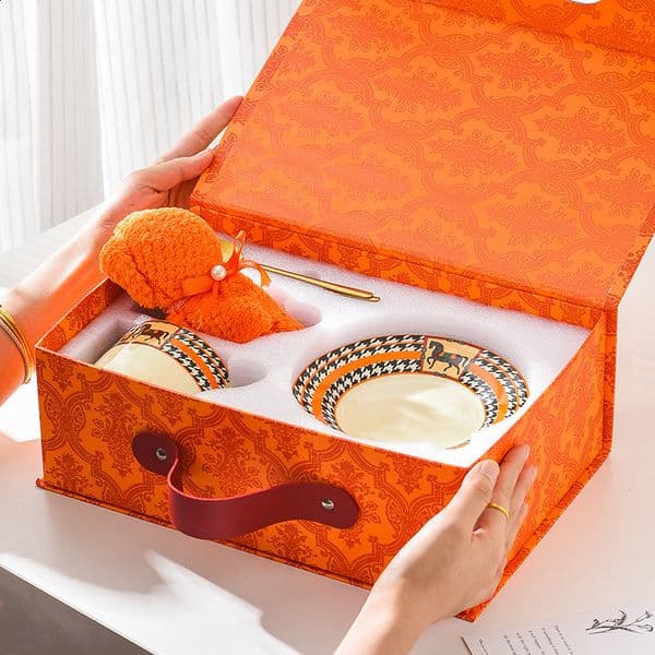 2026 European Style Coffee Cups And Afternoon Tea Bone China Cup Saucers Gift Box Set 250818 Free Shipping
