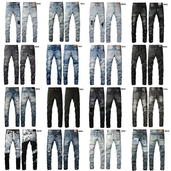 Men Jeans Ripped Hole Designer Jeans purples jeans Hip Hop Fashion Stretch Skinny Patch Denim Pants Straight Leg Jean Casual Trousers purples brands jeans