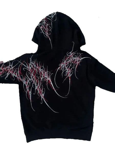 American Retro Striped Fashionable Loose Black Hoodie Men Street Hip-hop Harajuku Y2K Punk Casual Oversized Sweatshirt Women 250818