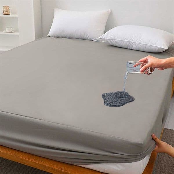 Sheet Waterproof Bed Fitted Sheet Soft Breathable Mattress cover Grey Queen/King/Twin/Full 250818