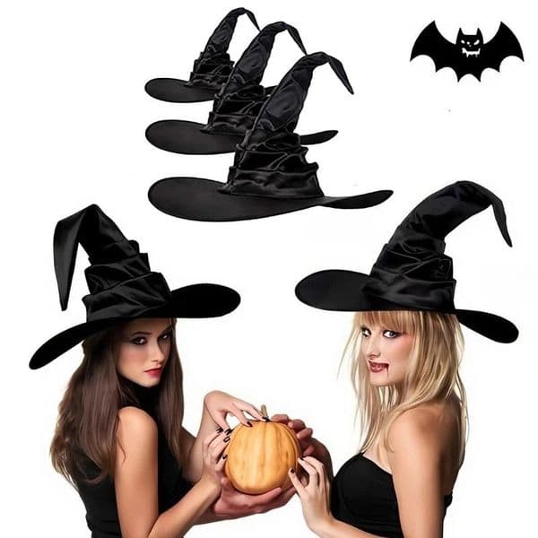 Halloween Folds Witch Wizard Black Hat Party Cosplay Costume Headgear Devil Cap Props Decoration Supplies for Adult Women Men 250818