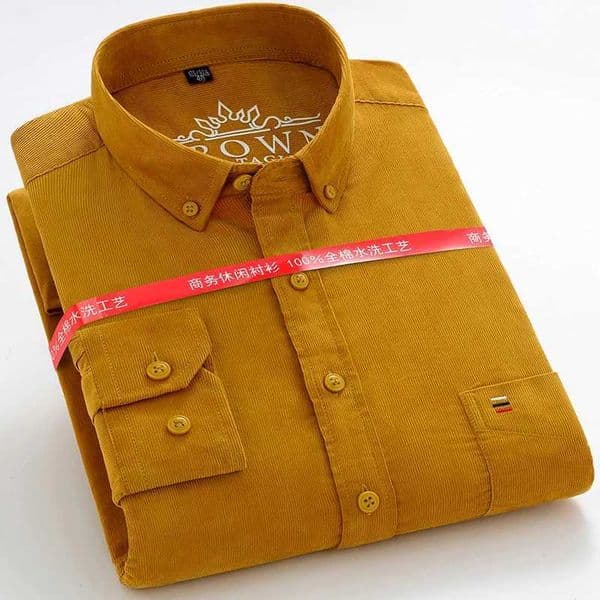 Warm Shirts For Men New Autumn Winter Fashion Solid Color S-7XL Cotton Corduroy Long Sleeve Casual Shirt Businessman Smart Dress Z250818