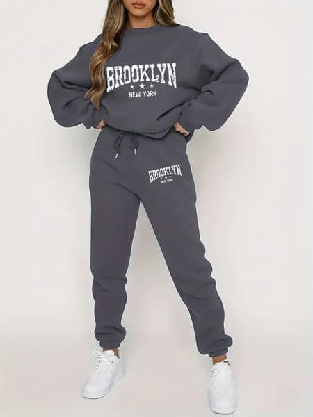 Autumn Winter Womens Sweater Pants Set Women Hoodie set Street Hip Hop Clothing Casual Female Plush sweatshirt 250818