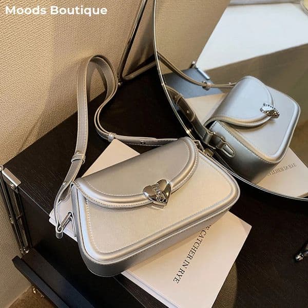 MOODS Loving Heart Buckle Crossbody Bags For Women y ner Handbags Silver Color Small Shoulder Underarm Phone Bag 250815