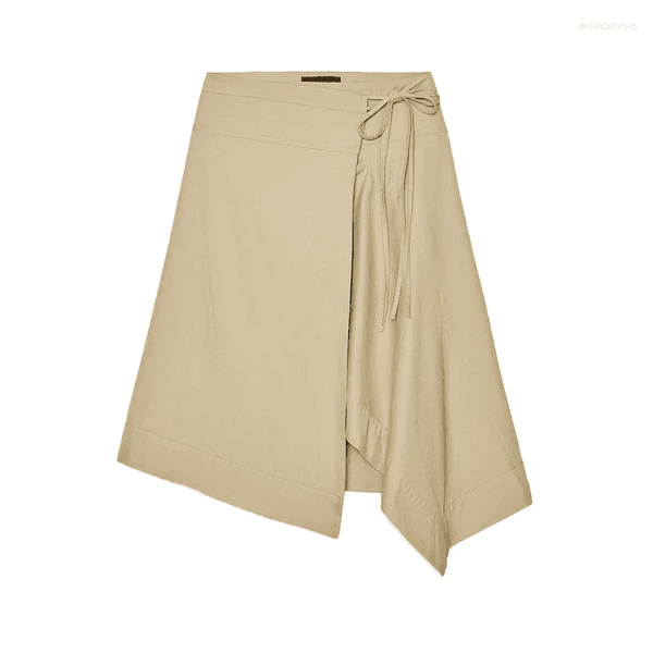 Skirts Women's Asymmetric Hem Wrap Sle Midi Skirt Spring 2025 High Waist Knot Polyester Fiber Stand Fit Commute S...