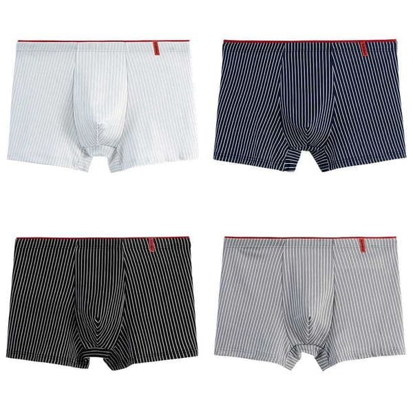 4pcs Mens Briefs Fashion Boxer Shorts Underwear Mens Stripe Panties Breathable Elastic Large Size Male Underpants L250818