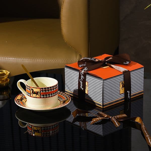 Restaurant Coffee Cup and Saucer Outdoor Ceramic Highend Sense Light Luxury Office Afternoon Tea Gift 250818