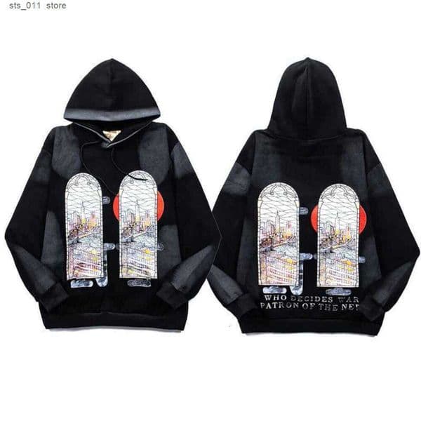 Who Decides War Hoodies Designer Y2k Gothic Vintage Metropolitan Church Windows Flame Print High Quty Heavy Cotton Pullover Fashionable WDW Sweatshirt 70B Z250818