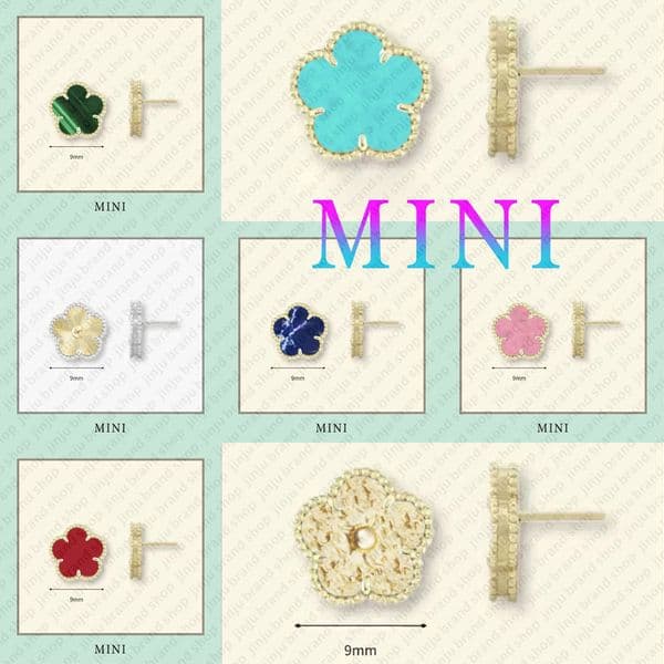 Fashion gold stud earring luxury jewelry 9mm clover earrings for women ear studs earings designer Elegant luxury high quality jewelry mini clover earring girl gifts