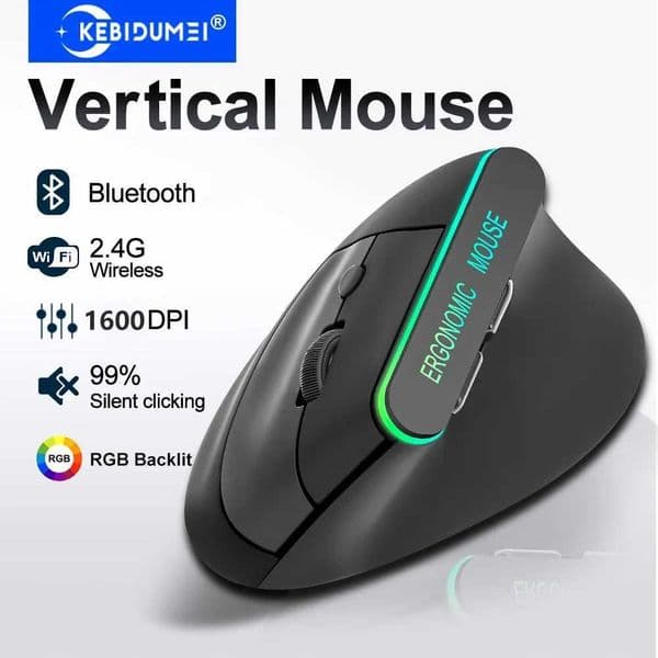 RGB Vertical Mouse 2.4G Wireless Mouse Dual Mode Mouse Ergonomic Mouse Rechargeable Mouse Silent Mouse for PC LaptopXJ250819